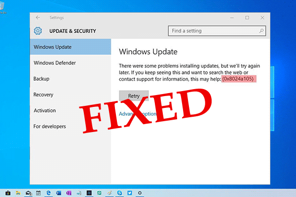 Window update error 0x8024a105