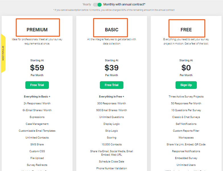 surveysparrow pricing