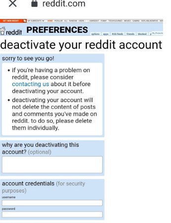 Delete your account on Reddit application step 6