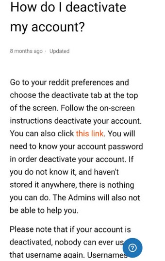 Delete your account on Reddit application step5
