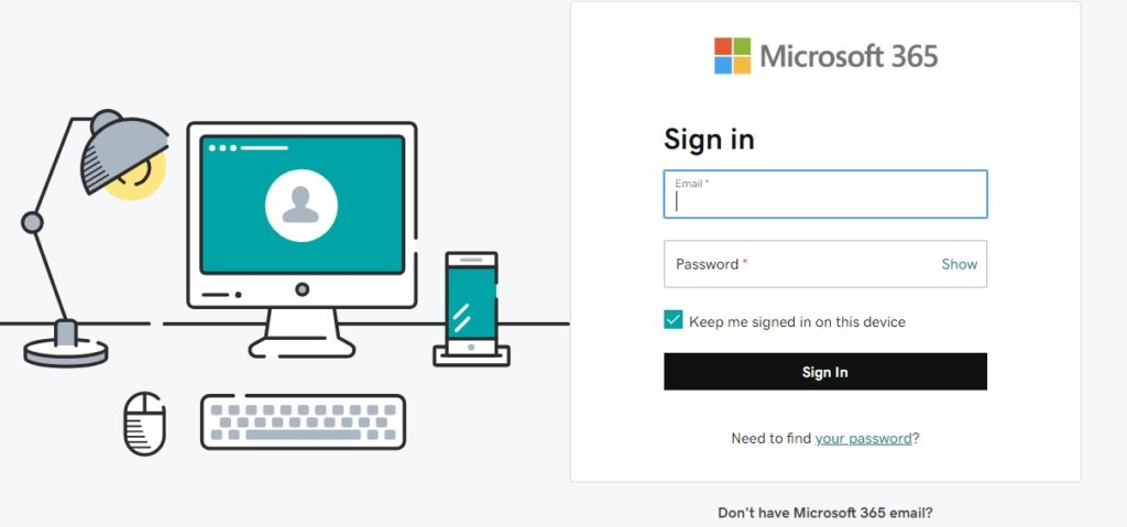 GoDaddy Email Login Page with ms office 365