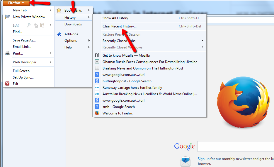 Mozilla-Firefox Clear Recent History