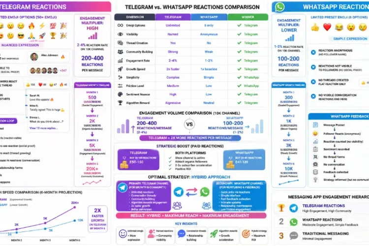 Telegram Reactions vs. WhatsApp Reactions