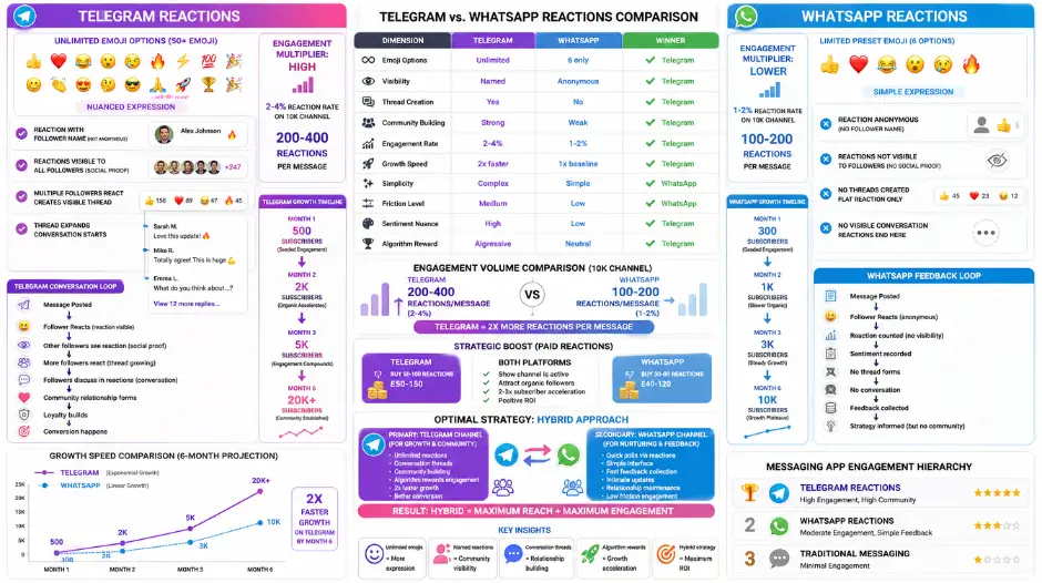 Telegram Reactions vs. WhatsApp Reactions